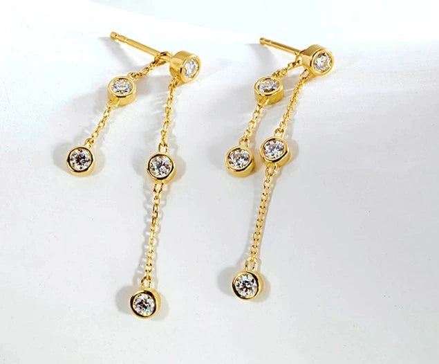 2 in 1 Bezel Waterfall Stud Earrings