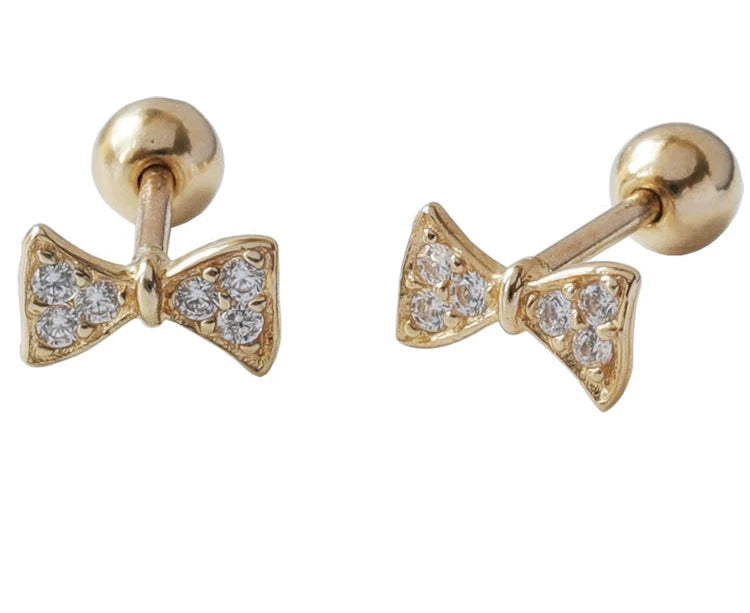 Beaded Moissanite Bow Tie Stud Earrings