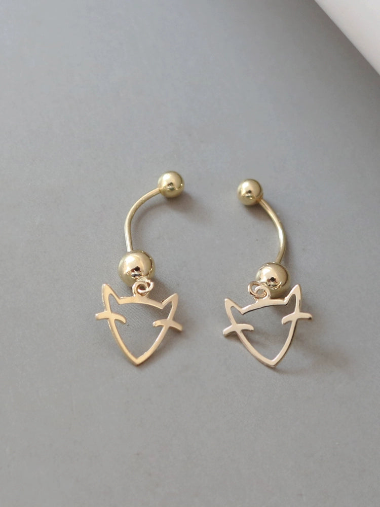 Fox Motif Bar Stud Earrings