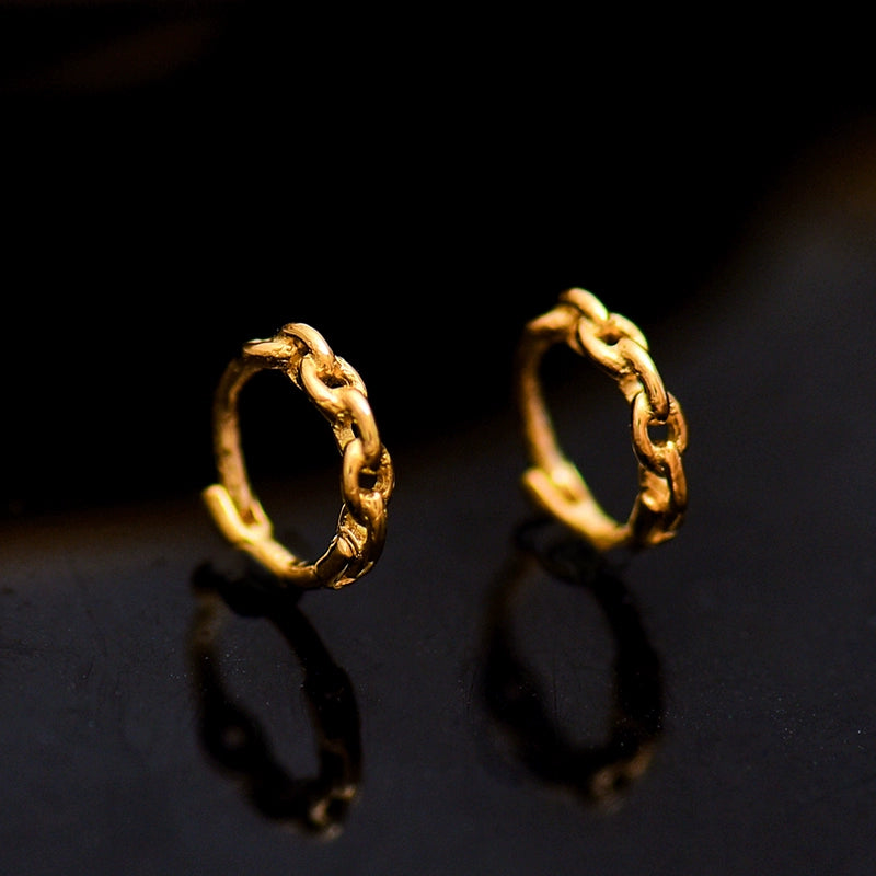 Anchor Chain Buckle Huggie Hoops