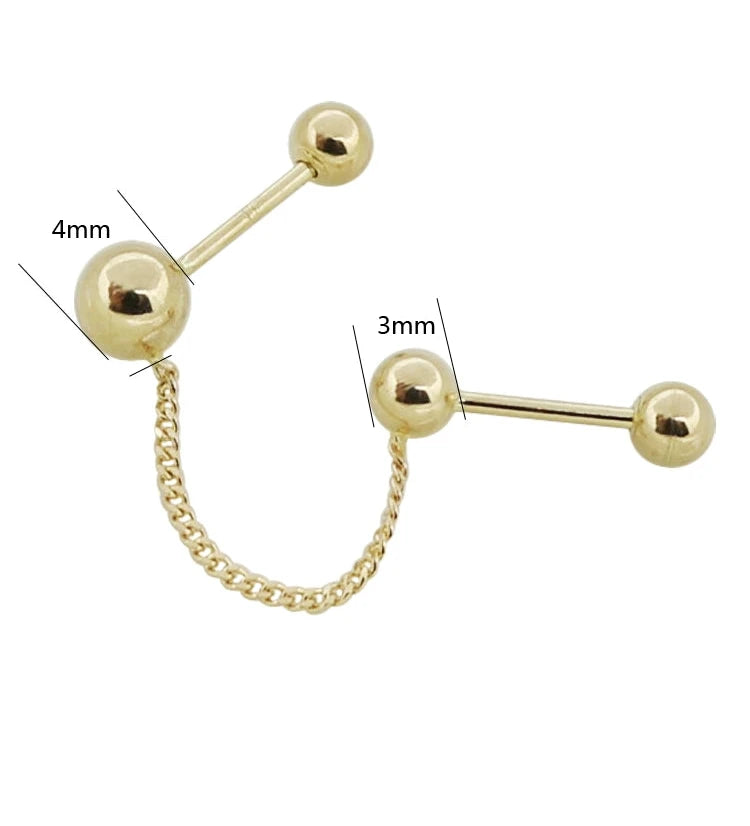 Lungchuck Chain Barbell Stud Earrings