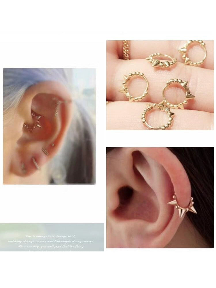 Beaded Spike Cone Huggie Hoops