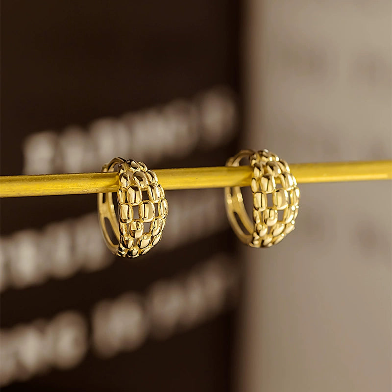 Waffle Pebbled Huggie Hoops