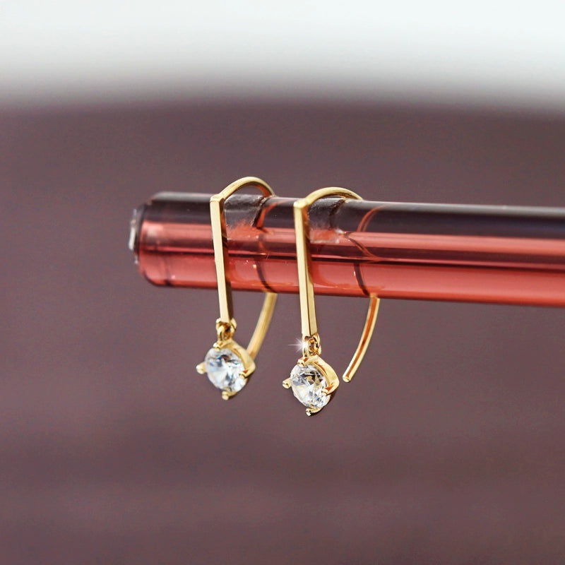 Semi Arc Gem Ear Hook Earrings