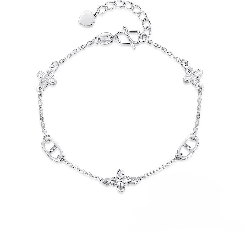 Marine Anchor Link & Clover Patterned Bracelet