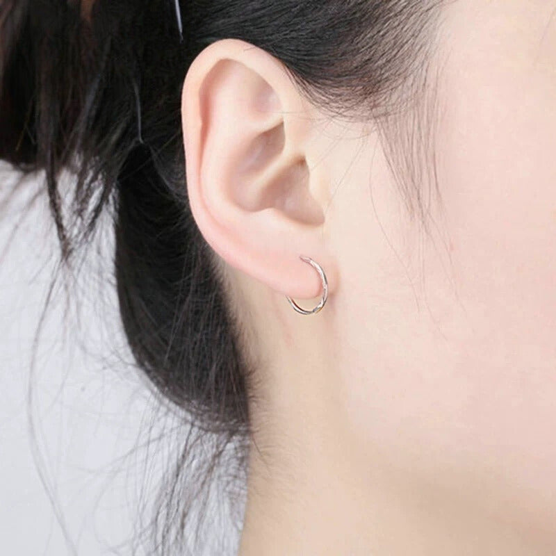 Triangle Cut Pattern Hoop Earrings