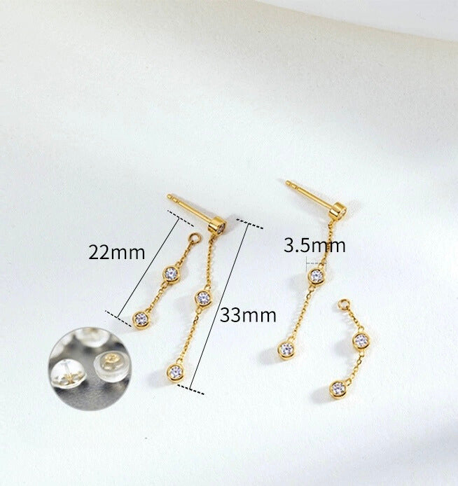 2 in 1 Bezel Waterfall Stud Earrings