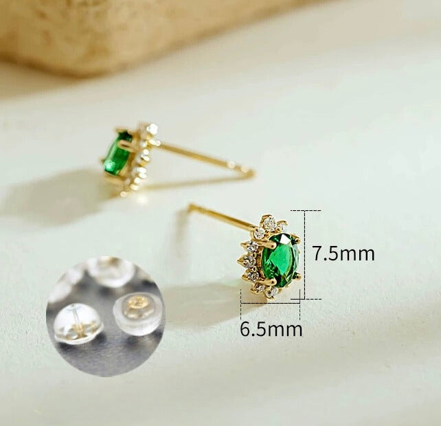 Emerald Green Moissanite Sunflower Stud Earrings