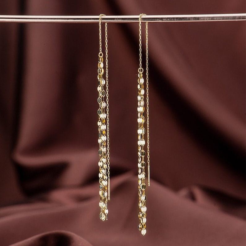 Sequinned Kiss Stack Chain Earrings