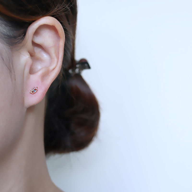 Wide Blue Stud Earrings