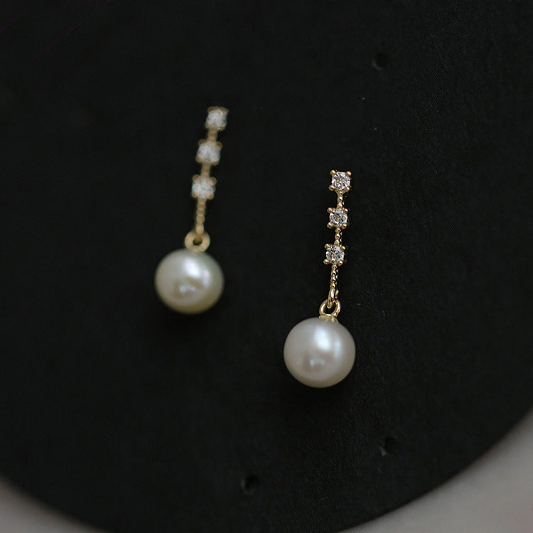 Crystal Pearl Drop Stud Earrings