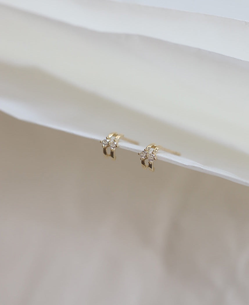 Double Arc Diamond Stud Earrings
