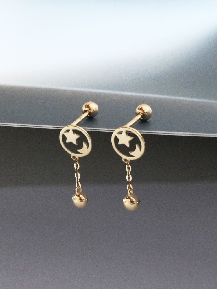 Celestial Chain Drop Stud Earrings