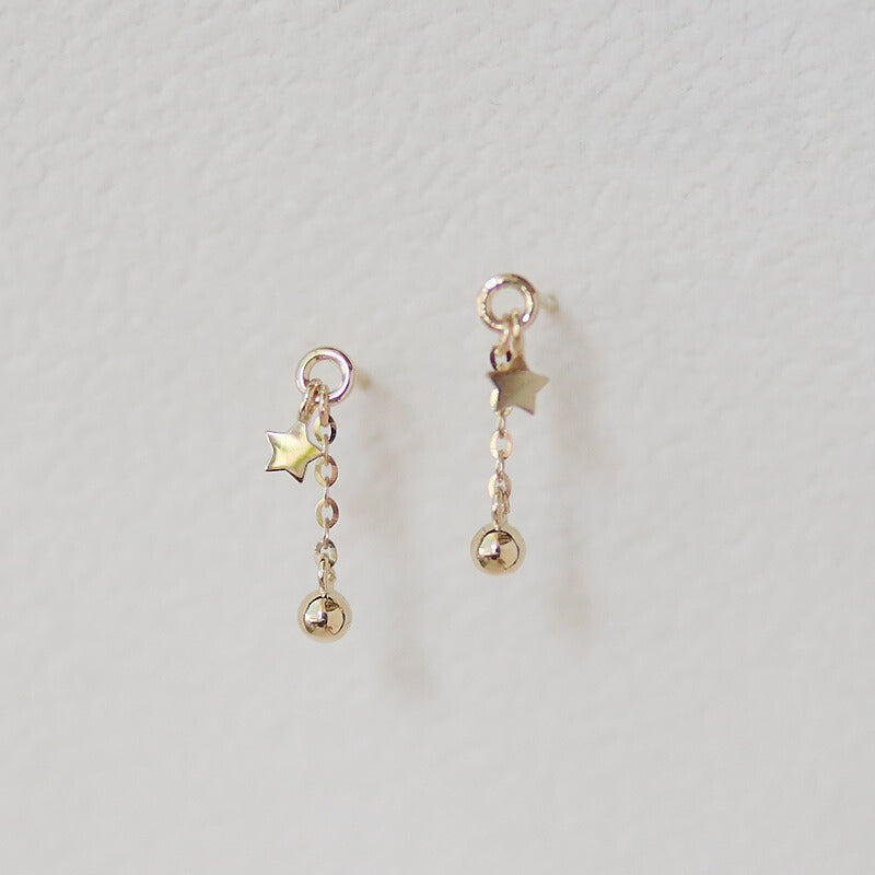 Star Globe Chain Stud Earrings