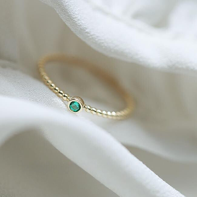 Emerald Beaded Stackable Ring