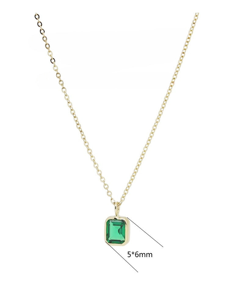 Emerald Cubed Oval Solitaire Necklace