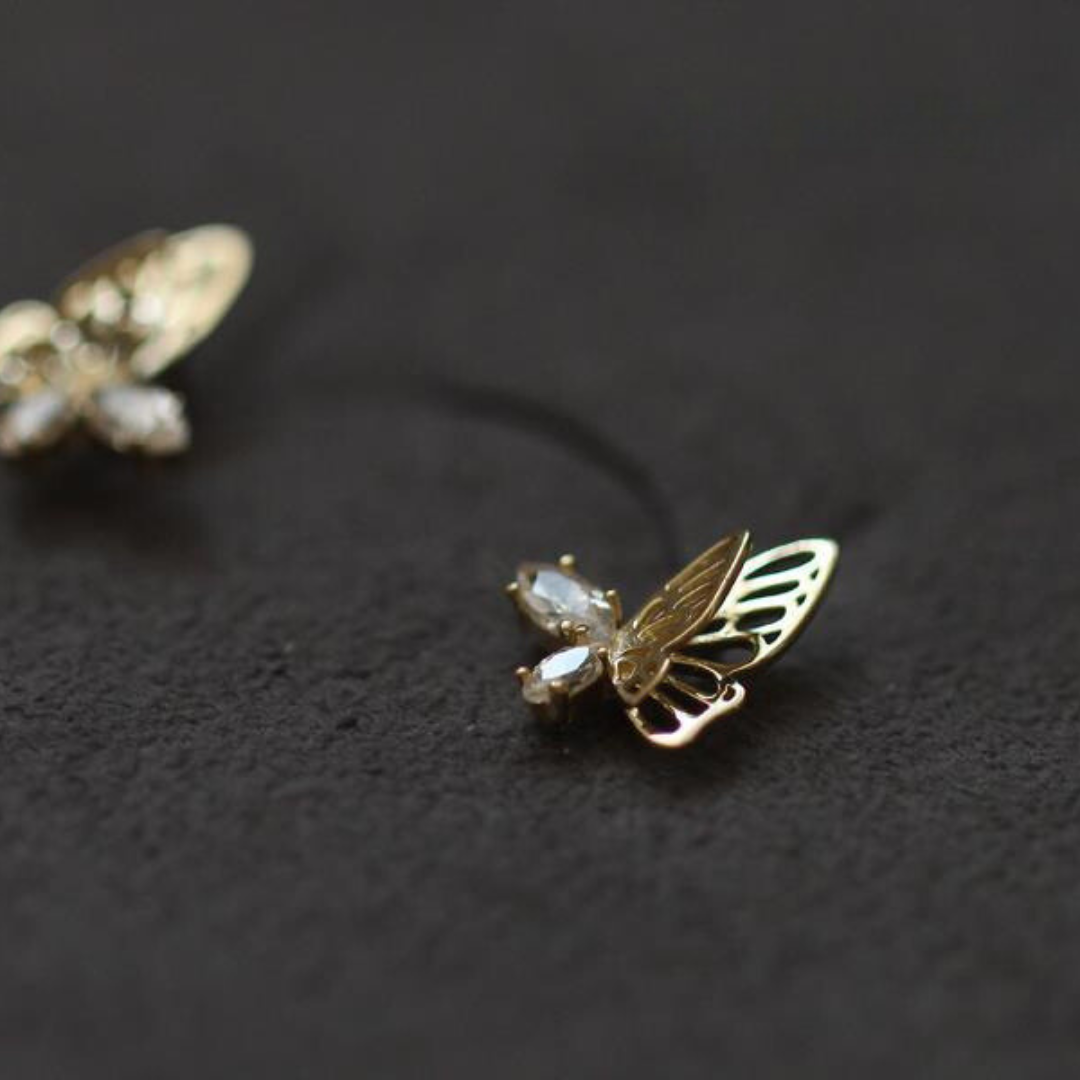 Artistic Moth Stud Earrings