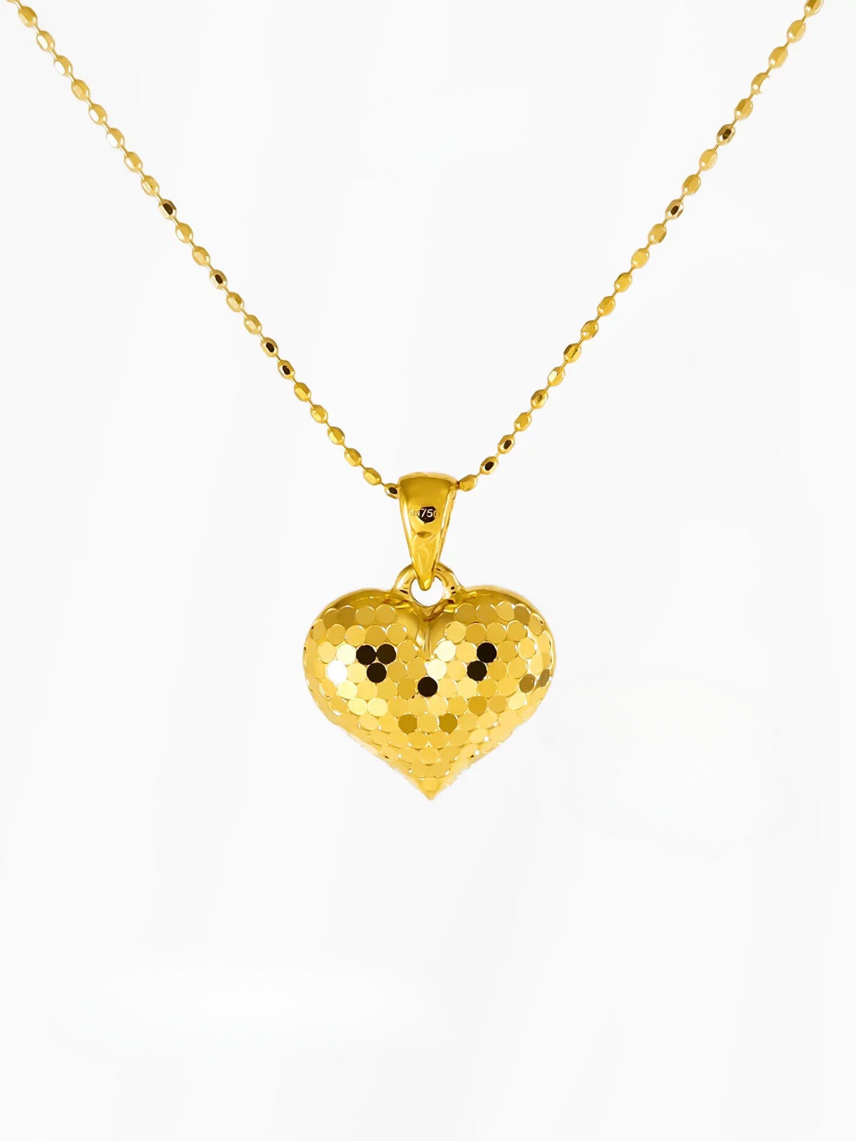 Sequinned Puff Heart Charm Necklace