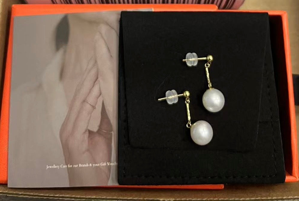 Akoya Pearl Bar Stud Earrings