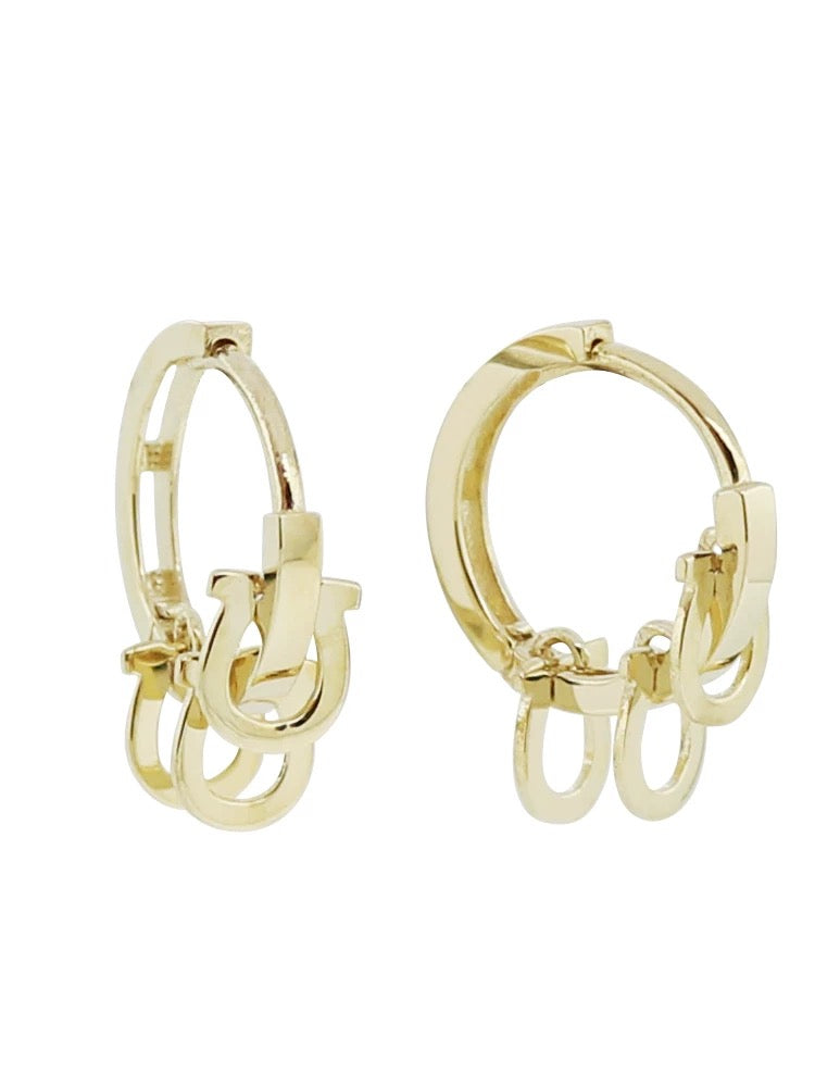 Horseshoe Charms Huggie Hoops