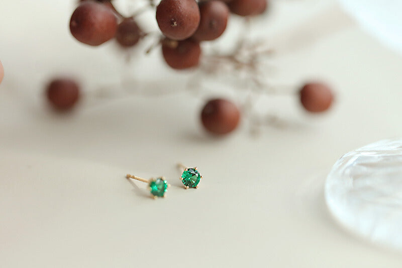 Emerald Gem Stud Earrings