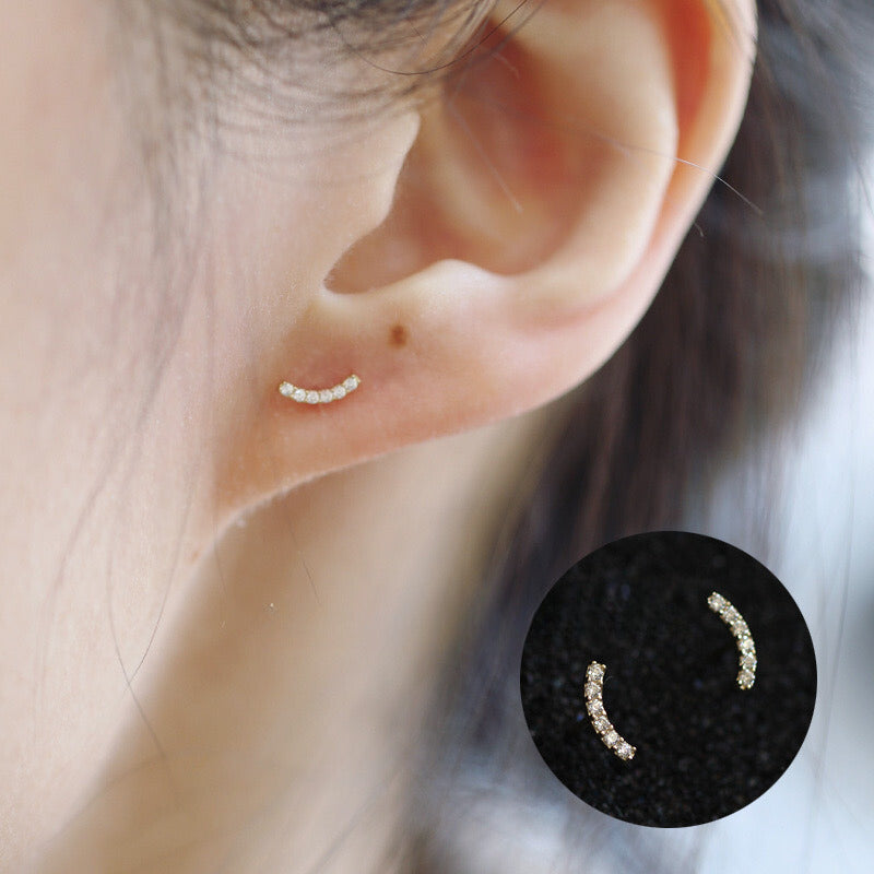 Mini Curve Arc Stud Earrings