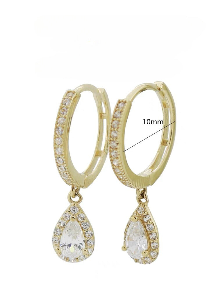 Pear Halo Hoop Earrings