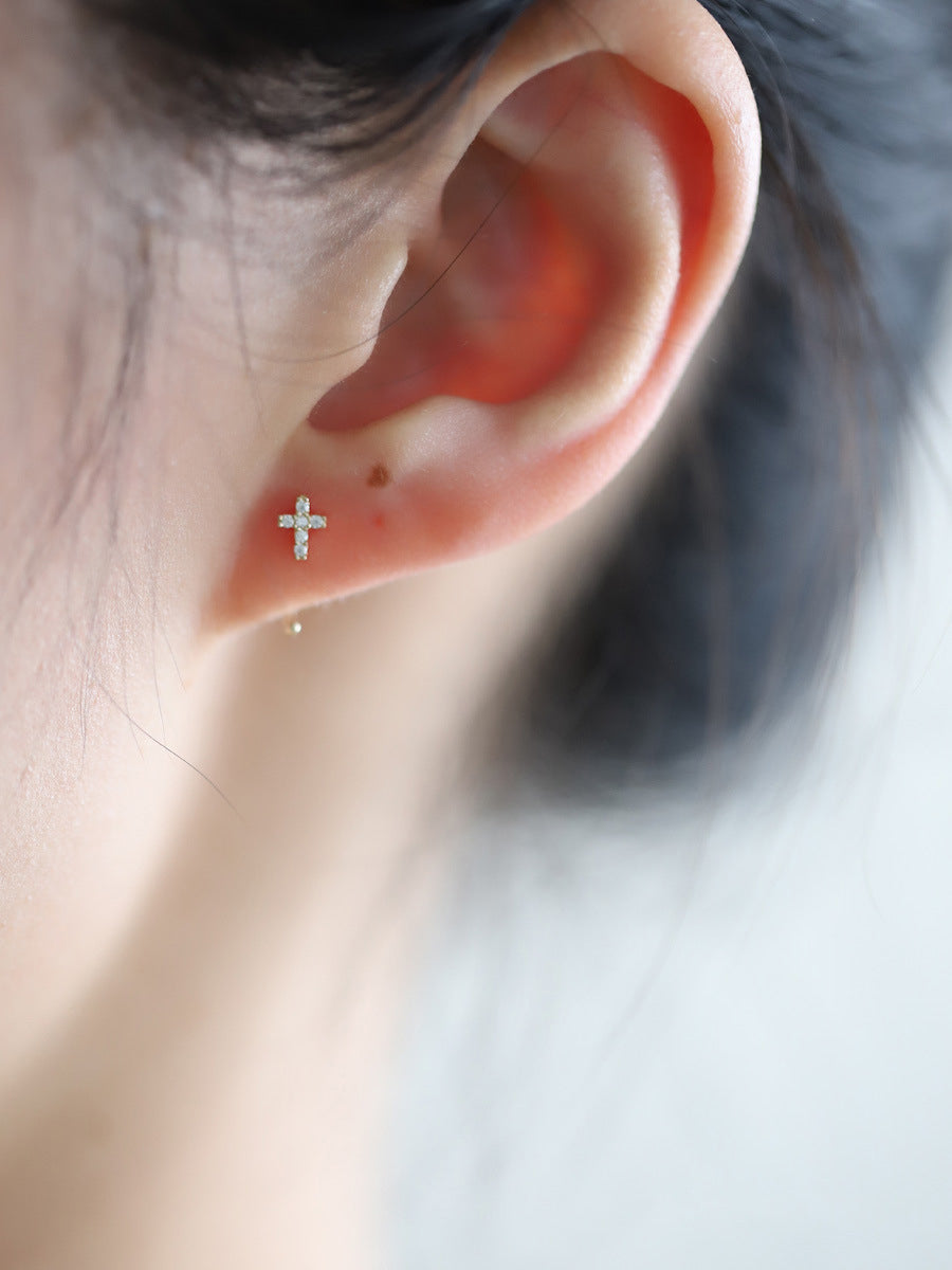 Shimmer Cross Hook Earrings