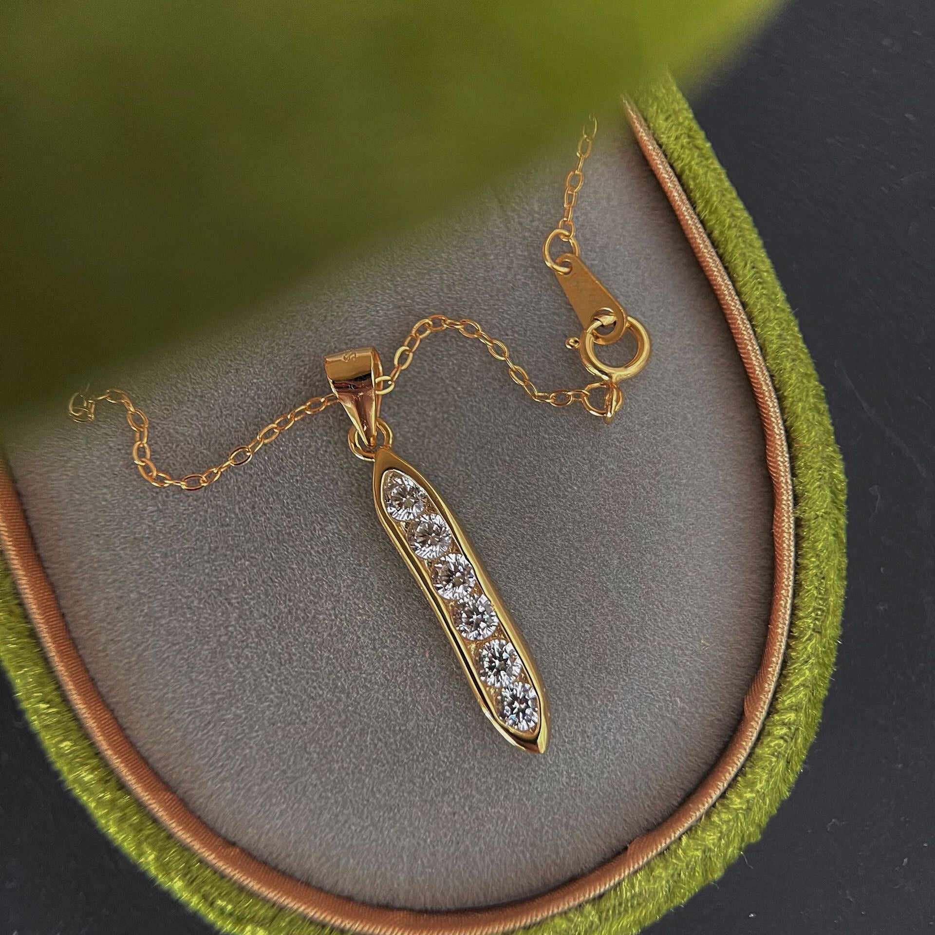 Pea Pod Charm Necklace