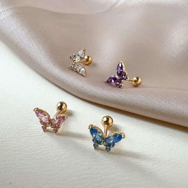 Bezel Butterfly Stud Earrings