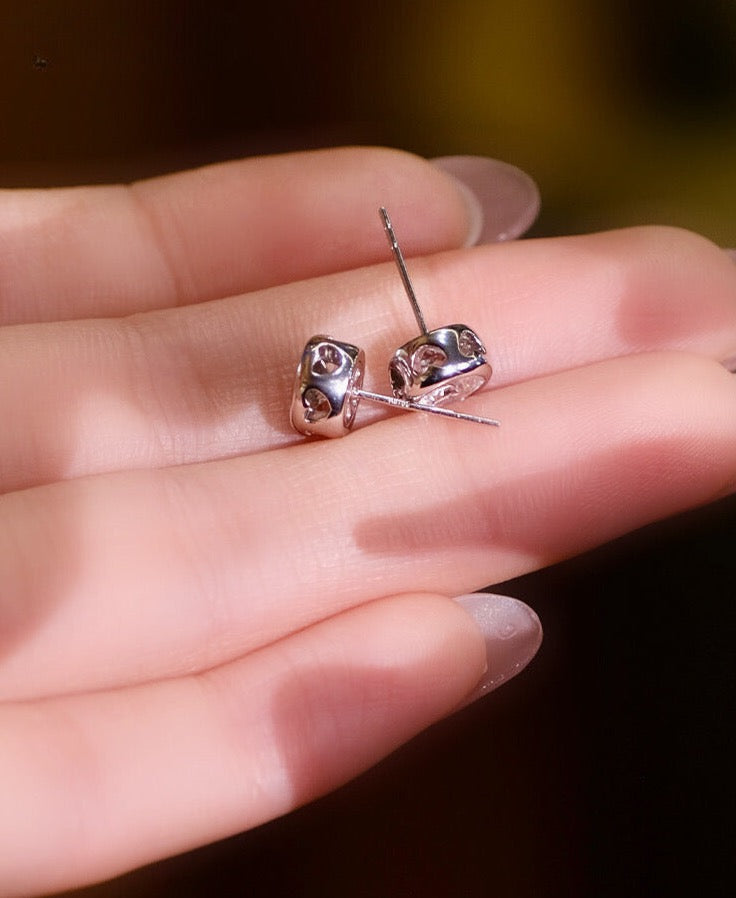 Rounded Bezel Stud Earrings