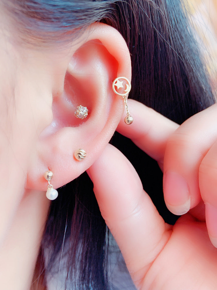 Celestial Chain Drop Stud Earrings