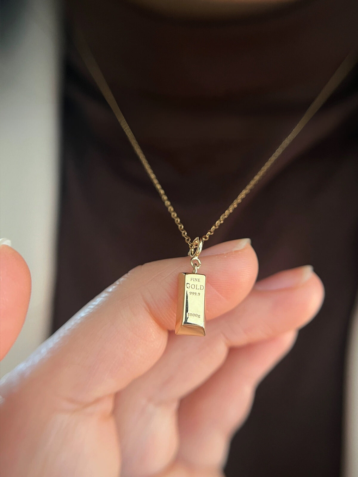 Detachable Gold Bar Charm Necklace