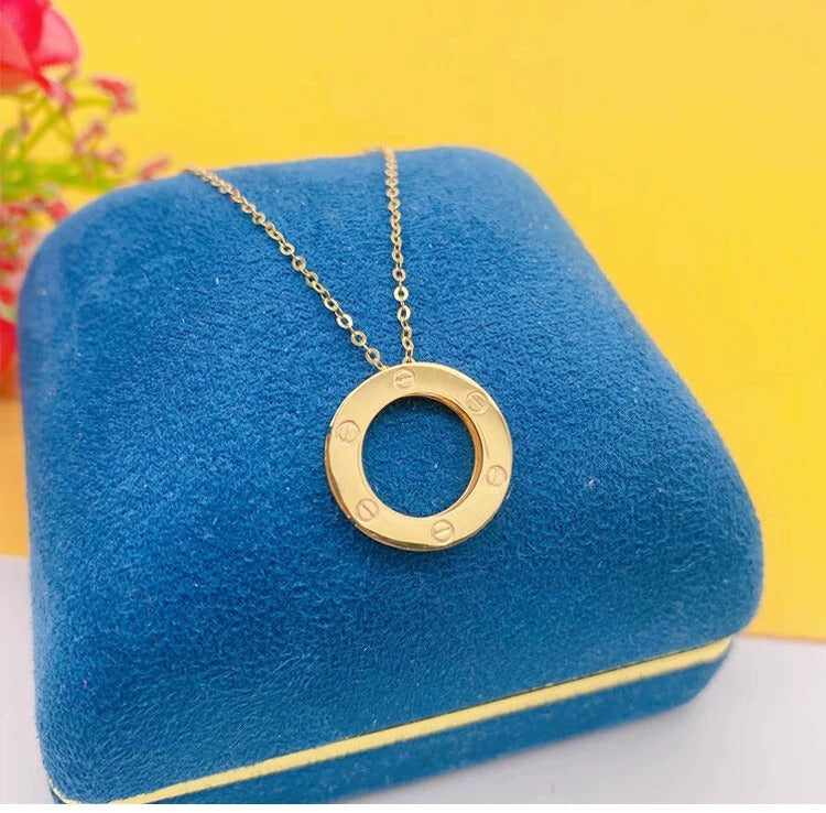 Love Screw Ring Charm Necklace