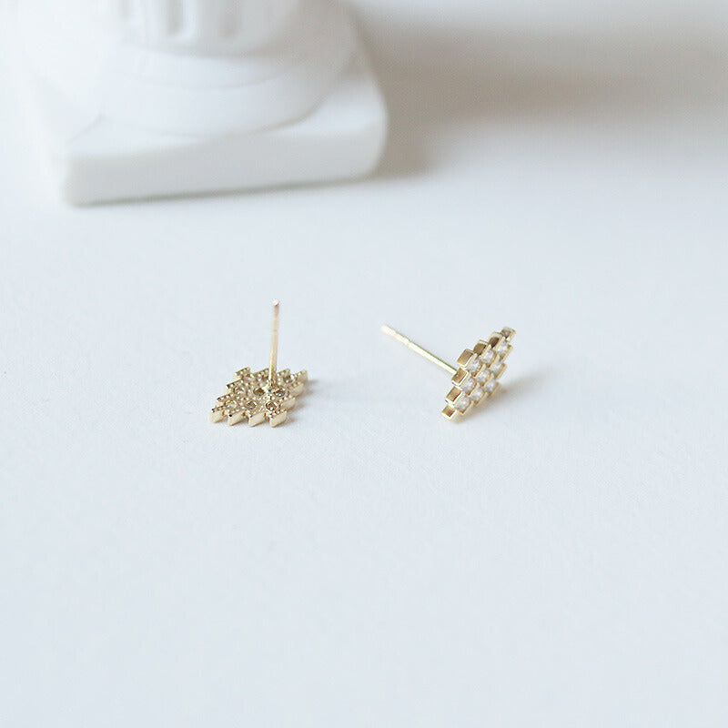 Diamond Panel Stud Earrings