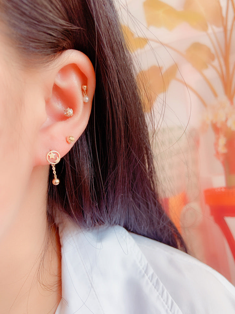 Celestial Chain Drop Stud Earrings