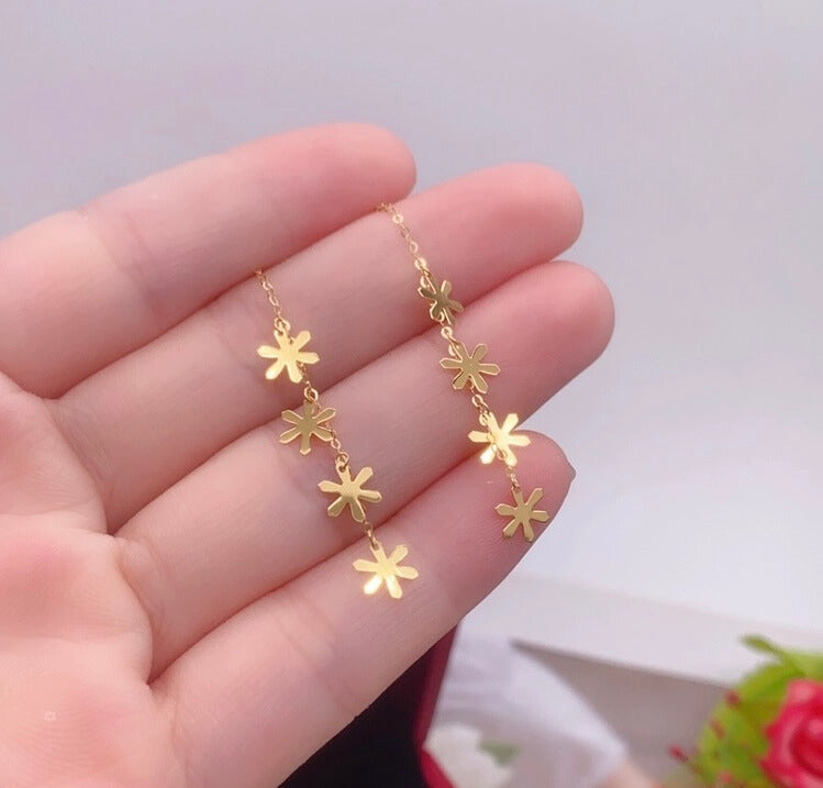 Snowflake Flowers Chain Earrings