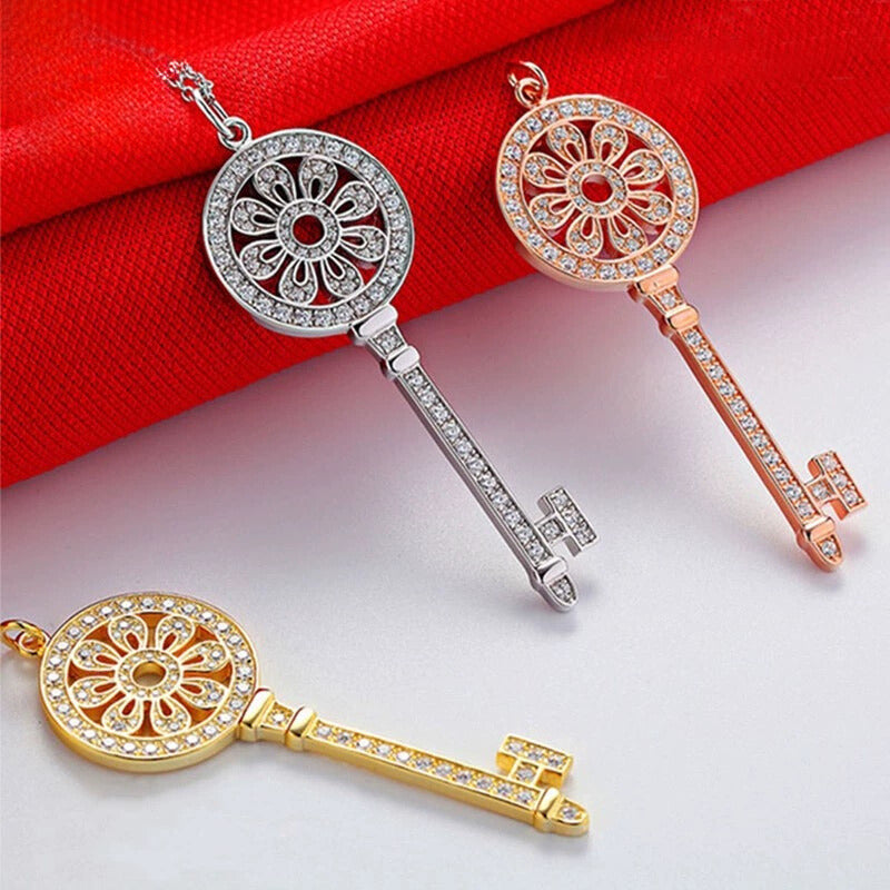 Ancient Studded Key Charm Necklace