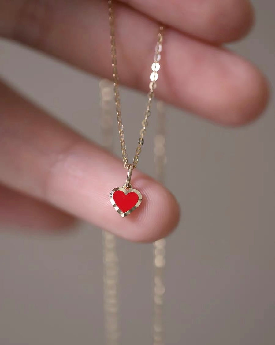 Precious Red Heart Charm Necklace