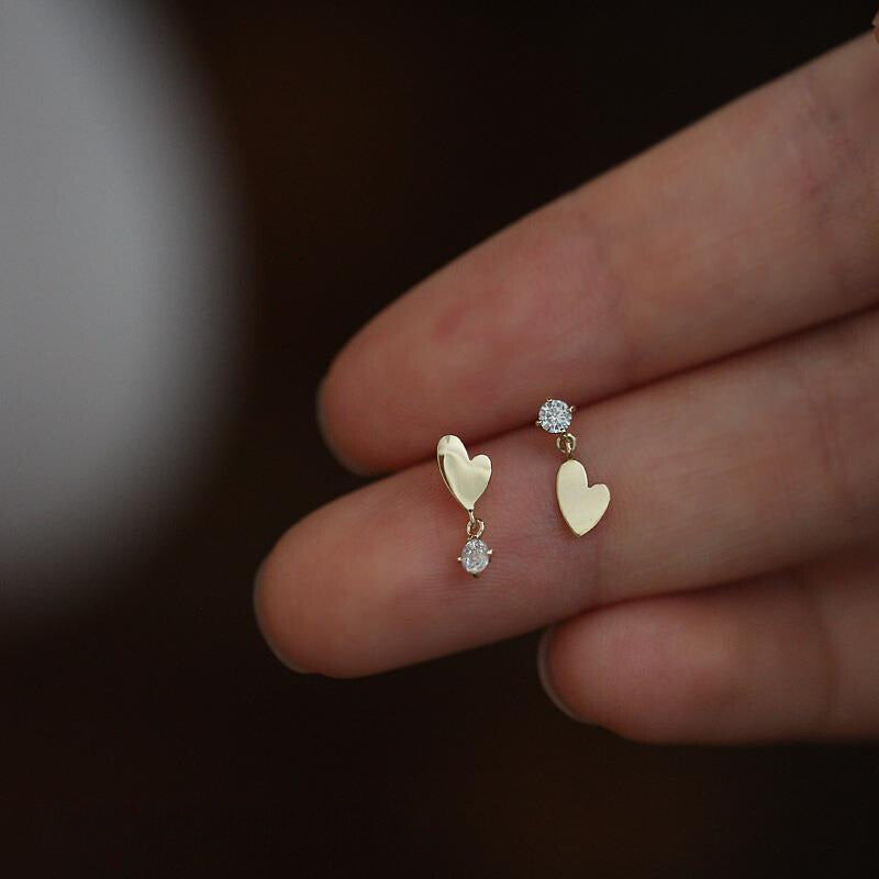 Asymmetric Hearts Stud Earrings