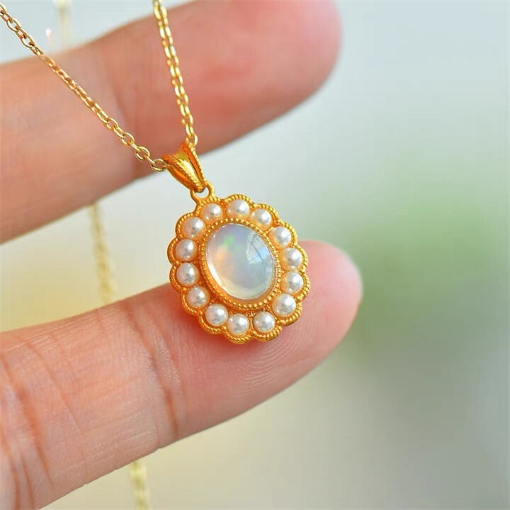 Opal & Pearl Antique Charm Pendant