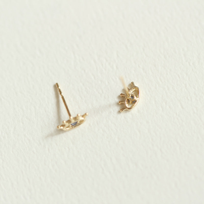 Wide Blue Stud Earrings