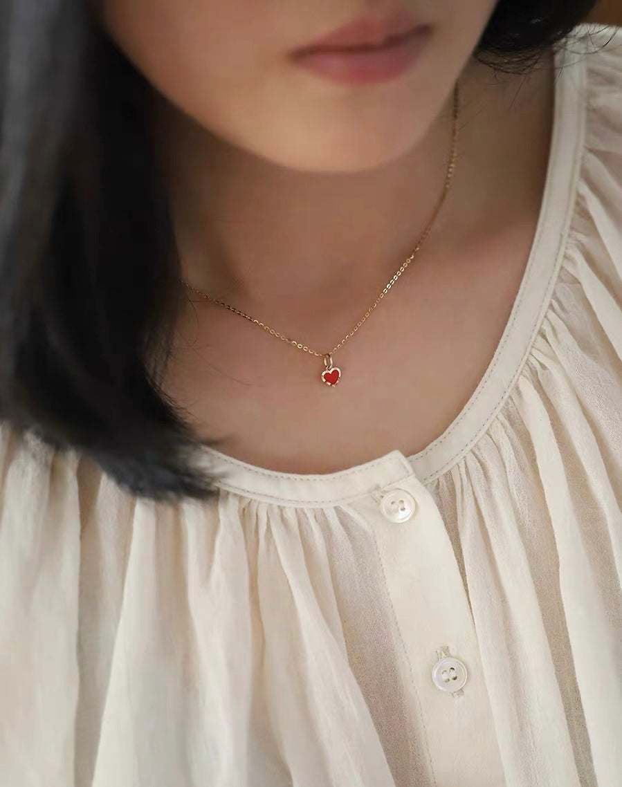 Precious Red Heart Charm Necklace