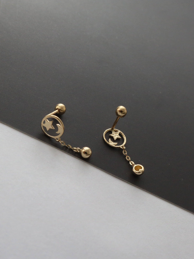 Celestial Chain Drop Stud Earrings