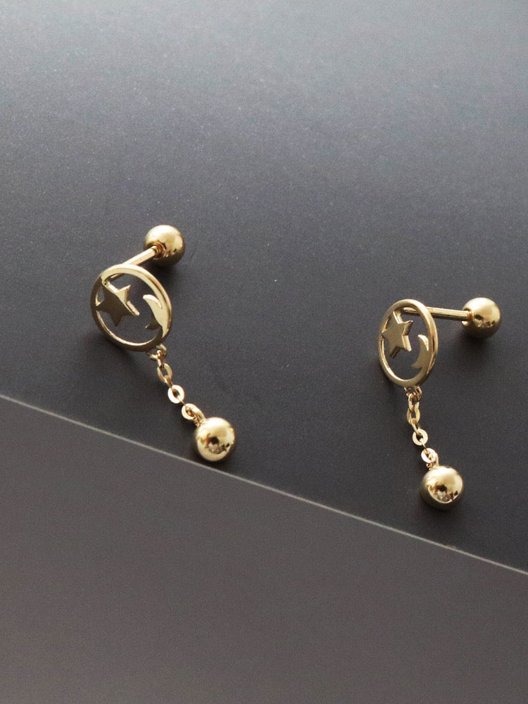 Celestial Chain Drop Stud Earrings