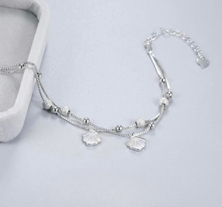 Frost Dome & Shell Twin Box Chain Bracelet