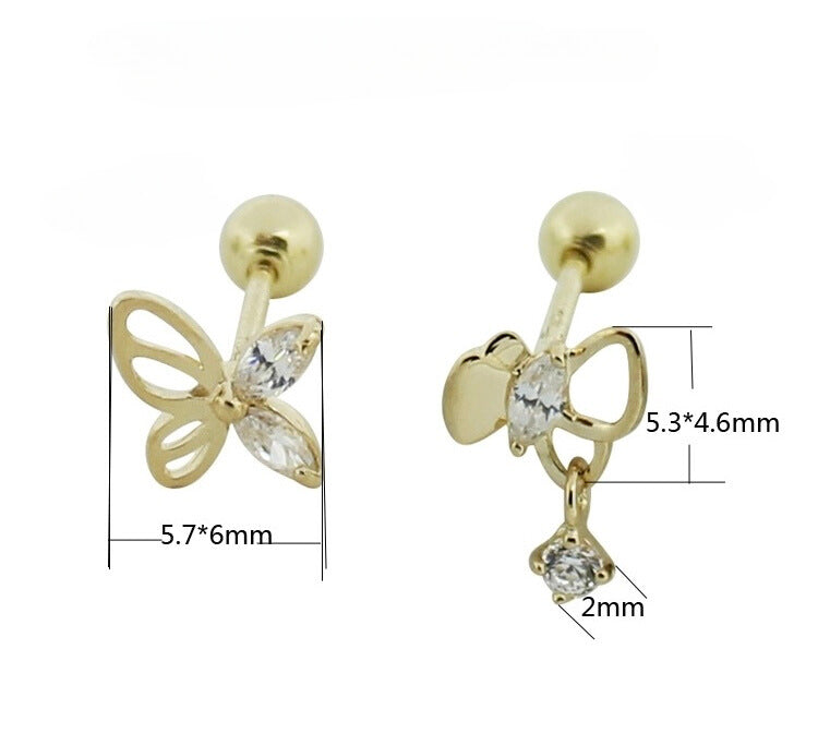 Asymmetric Mariposa Stud Earrings