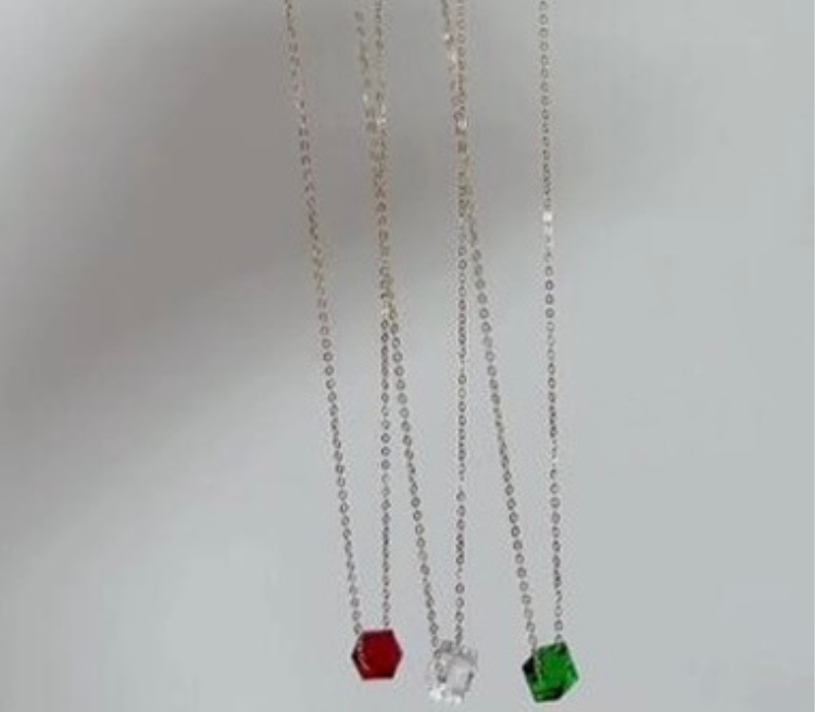 Color Crystal Cube Necklace