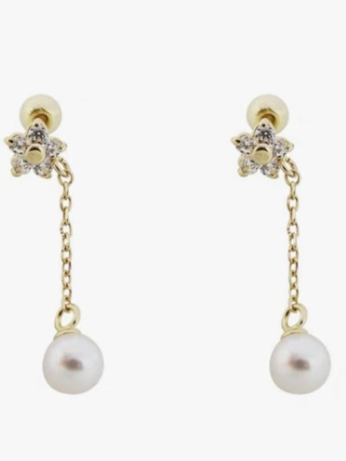 Star Chain Pearl Stud Earrings