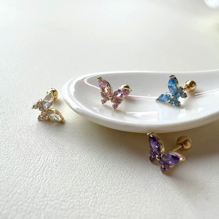 Bezel Butterfly Stud Earrings